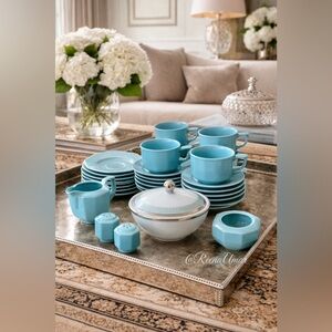 Vintage Mikasa Turquoise Afternoon Tea Set – 12 Pieces